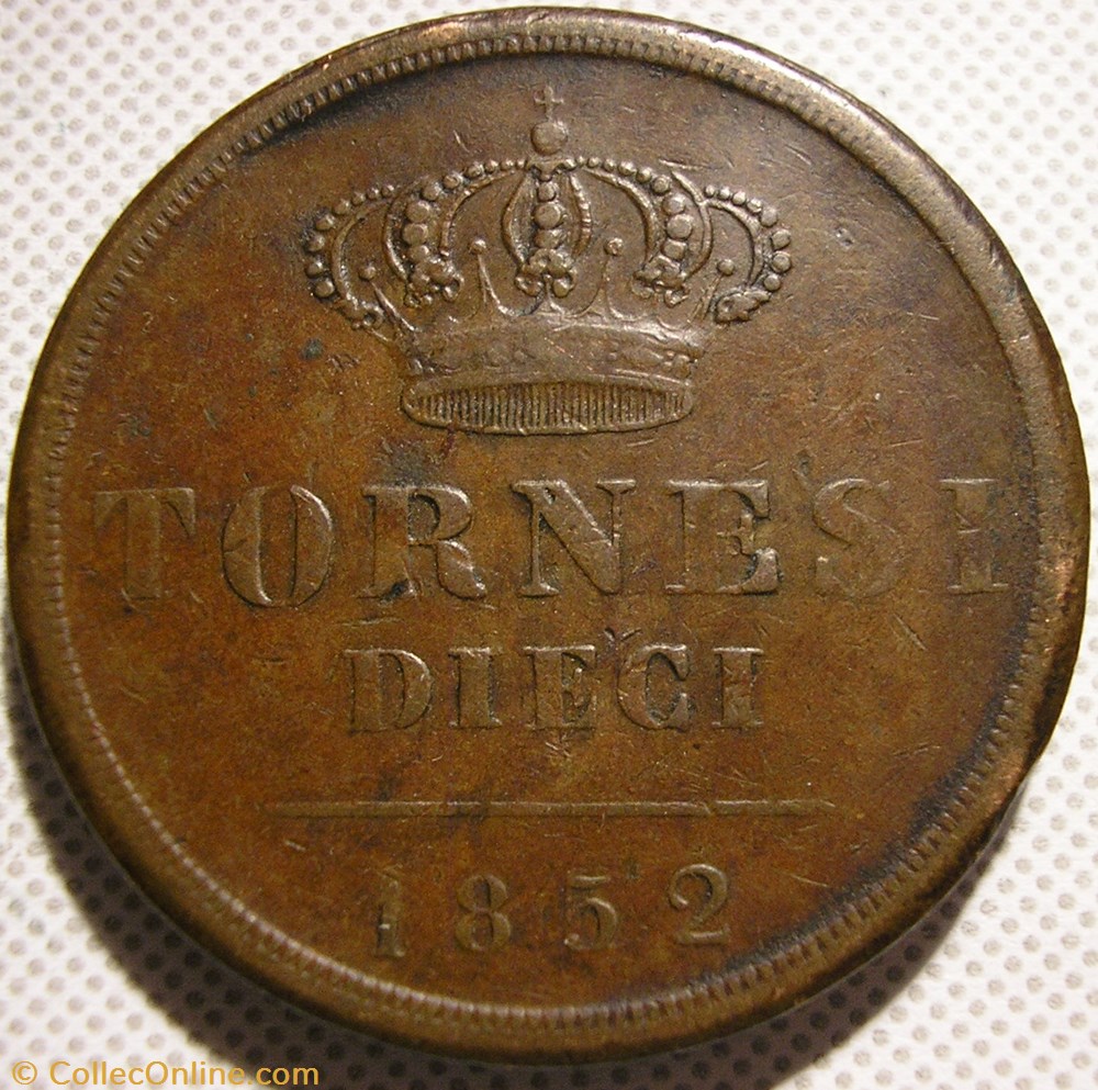 1852 Royaume de Naples, 10 Tornesi - Ferdinando II monnaie monde italie 1852 royaume de naples 10 tornesi ferdinando ii