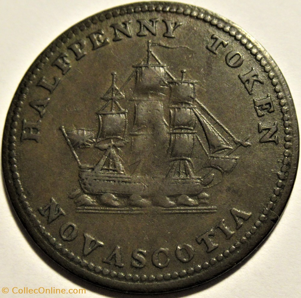 Nova Scotia 1815 HalfPenny - Commercial change Token 3 monnaies monde canada nova scotia 1815 halfpenny commercial change token