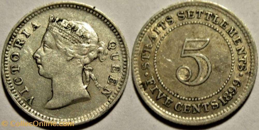 monnaies monde malaisie victoria 5 cents 1899 straits settlements malaysia