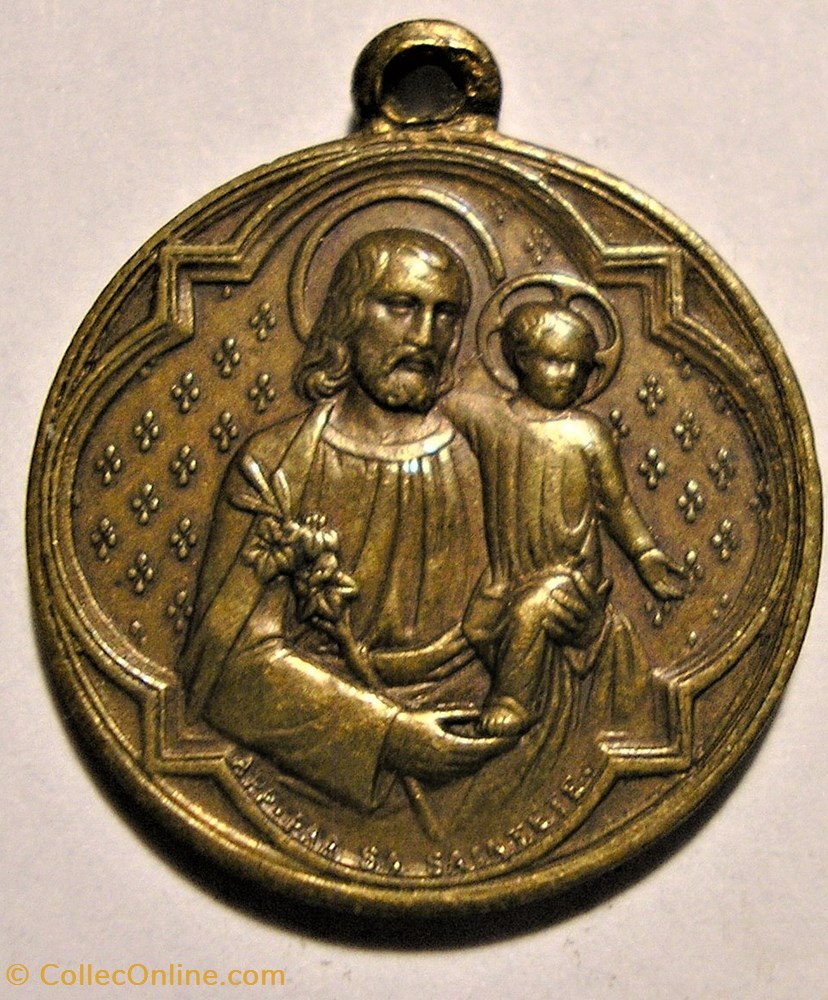Saint Joseph - Medal by Penin-Poncet ca.1893 2 patrimoine religieux souvenir saint joseph medal by penin poncet ca 1893