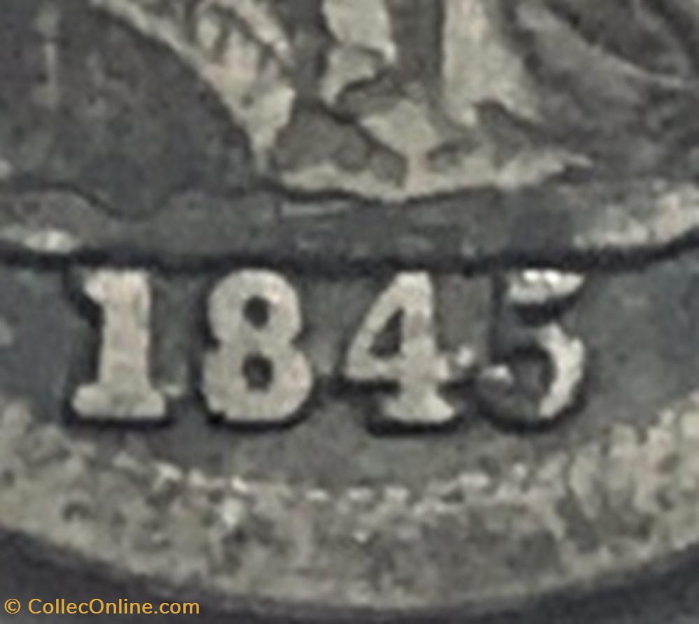 monnaie monde etat uni 1845 dime high date repunched ex 2
