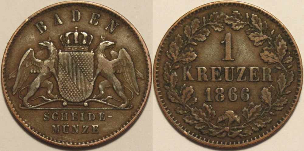 Friedrich I - Kreuzer 1866 - Grand-Duchy of Baden monnaies europe medievale saint empire romain germanique friedrich i kreuzer 1866 grand duchy of baden