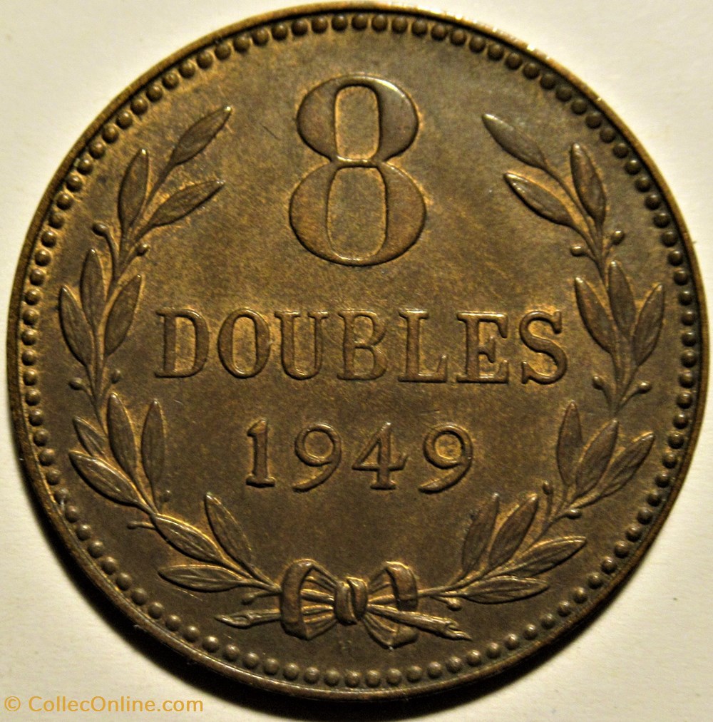 States of Guernsey - 8 Doubles 1949 H 3 monnaies monde ile de guernesey states of guernsey 8 doubles 1949 h
