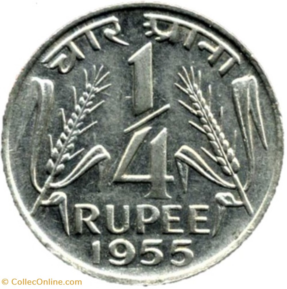 India - 1/4 Rupee 1955 Calcutta monnaies monde inde india 1 4 rupee 1955 calcutta
