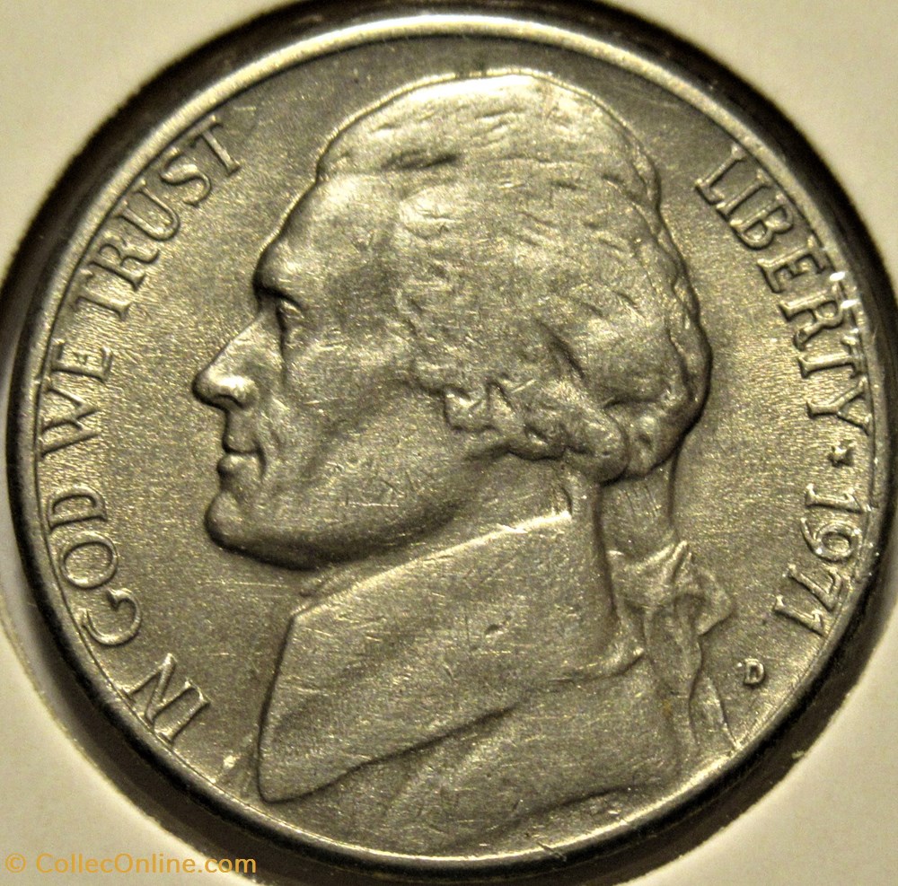 1971 Five Cents Jefferson, Denver 2 monnaies monde etats unis 1971 five cents jefferson denver