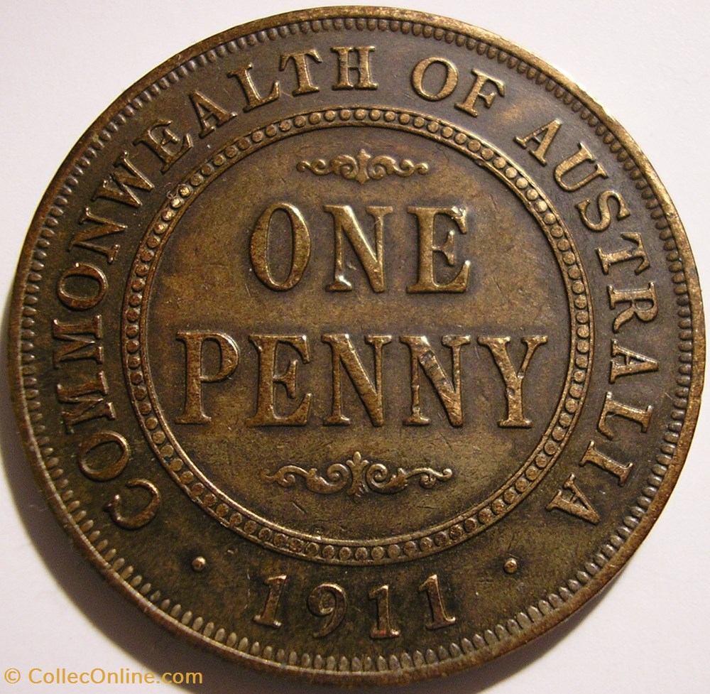 George V - One Penny 1911 - Australia - Coins - World - Edge Plain