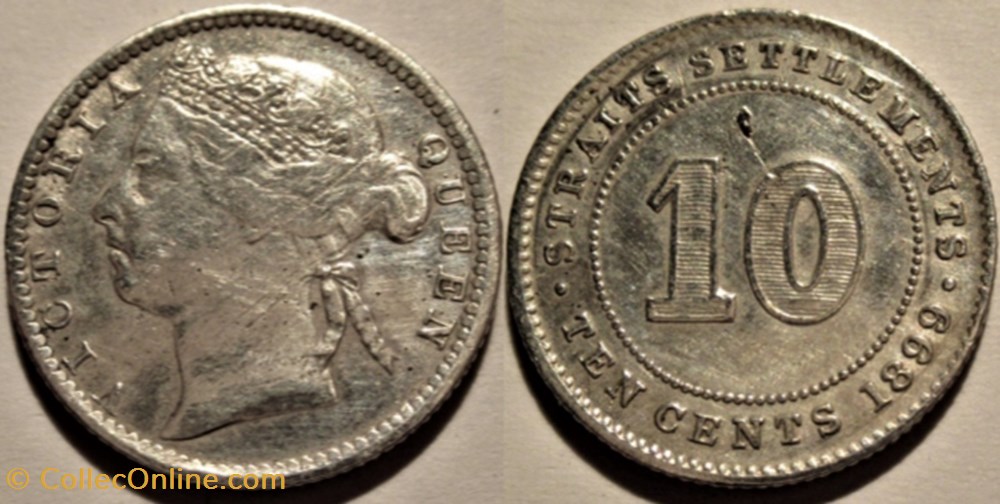 monnaies monde malaisie victoria 10 cents 1899 straits settlements malaysia