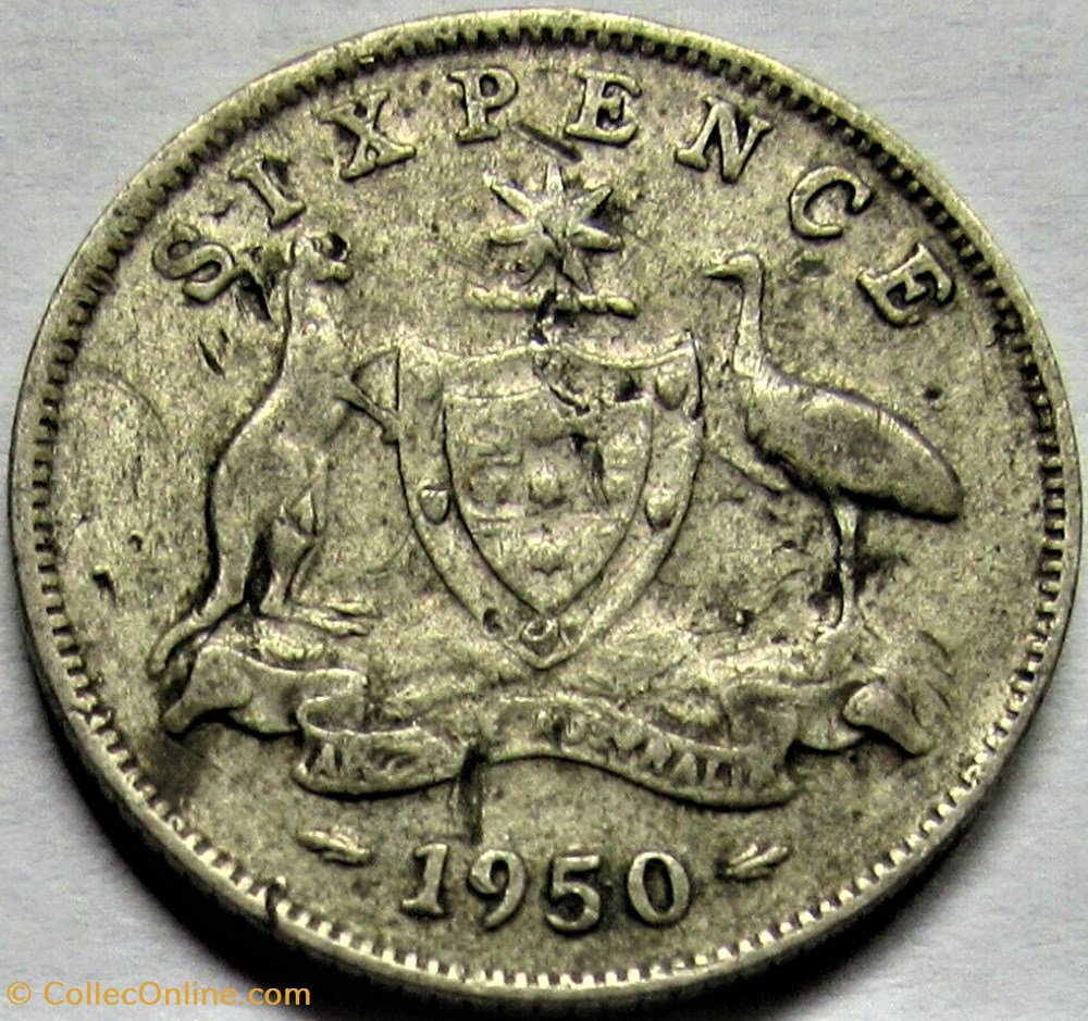 George VI - 6 Pence 1950 - Australia 3 monnaies monde australie george vi 6 pence 1950 australia