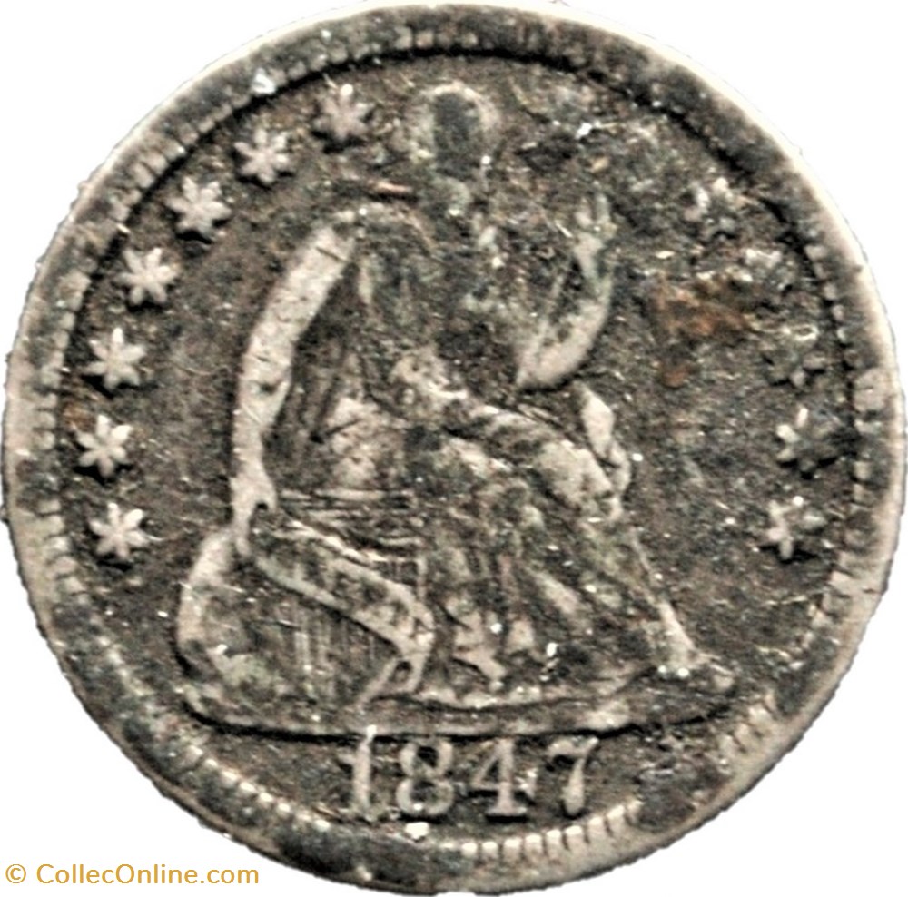 1847 Half Dime monnaies monde etats unis 1847 half dime