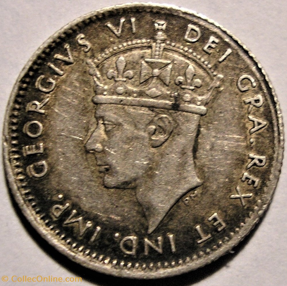 George VI - 5 Cents 1941C Newfoundland (ex.3) error 2 monnaie monde canadum george vi 5 cents 1941c newfoundland ex 3 error