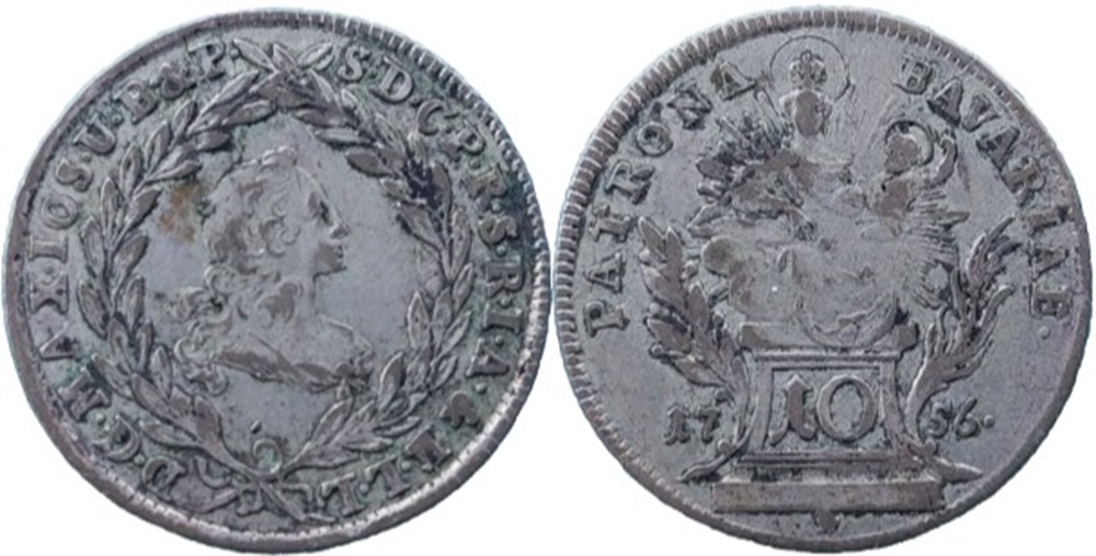 monnaies europe medievale saint empire romain germanique maximilian iii joseph 10 kreuzer 1756 electorate of bavaria