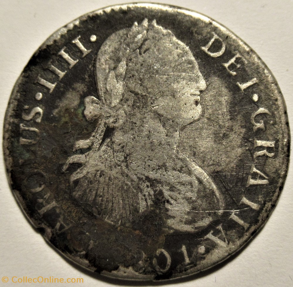 Peru - 2 Reales 1801 Lima - Carlos IV de España 2 monnaies monde perou peru 2 reales 1801 lima carlos iv de espana