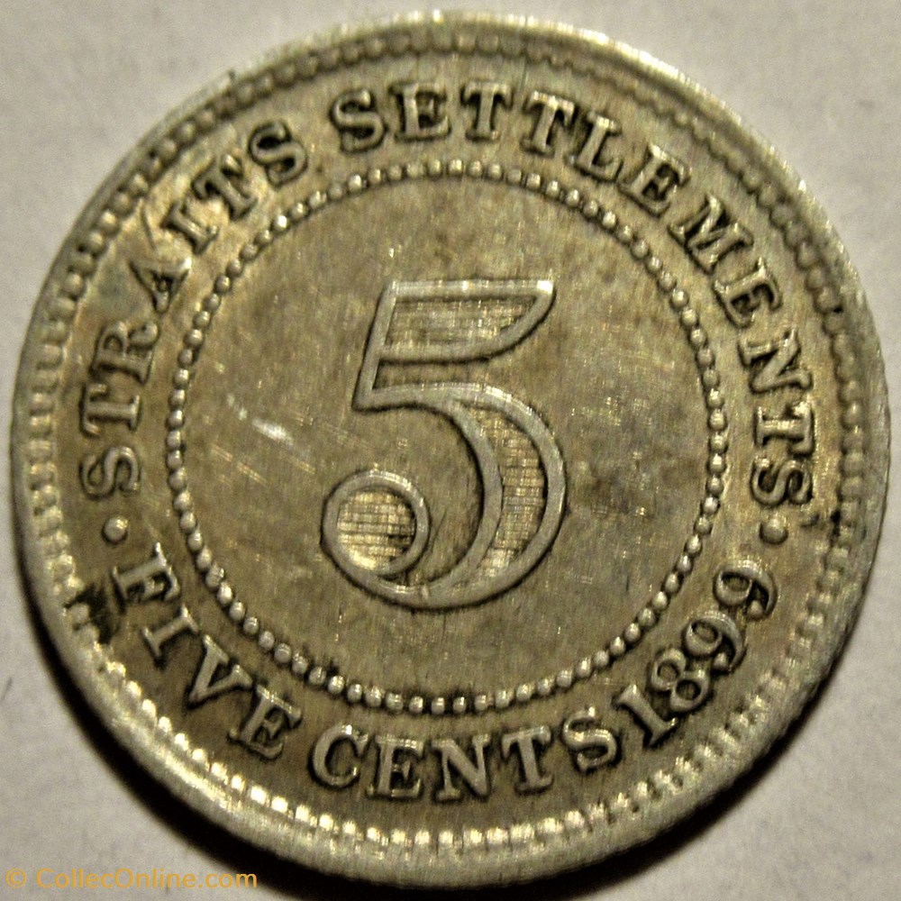 monnaies monde malaisie victoria 5 cents 1899 straits settlements malaysia