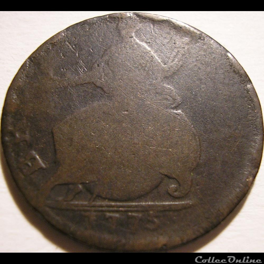 1775 Half Penny No Regal - George III of Great Britain (Ex.10) 4 monnaie monde etat uni 1775 half penny no regal george iii of great britain ex 10