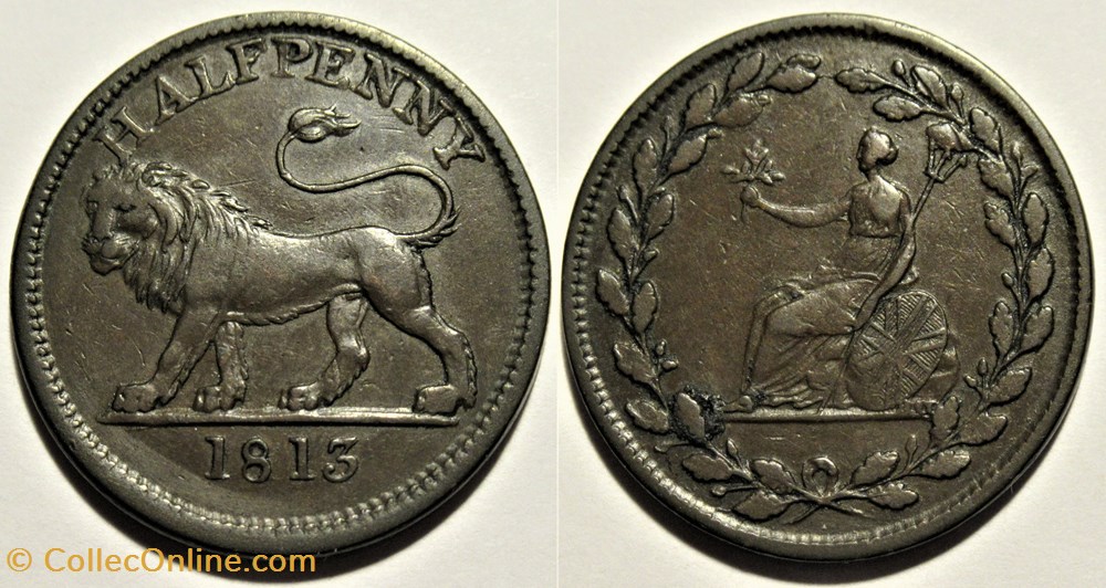 1813 HalfPenny Token - British Copper Company, Lion monnaies monde royaume uni 1813 halfpenny token british copper company lion