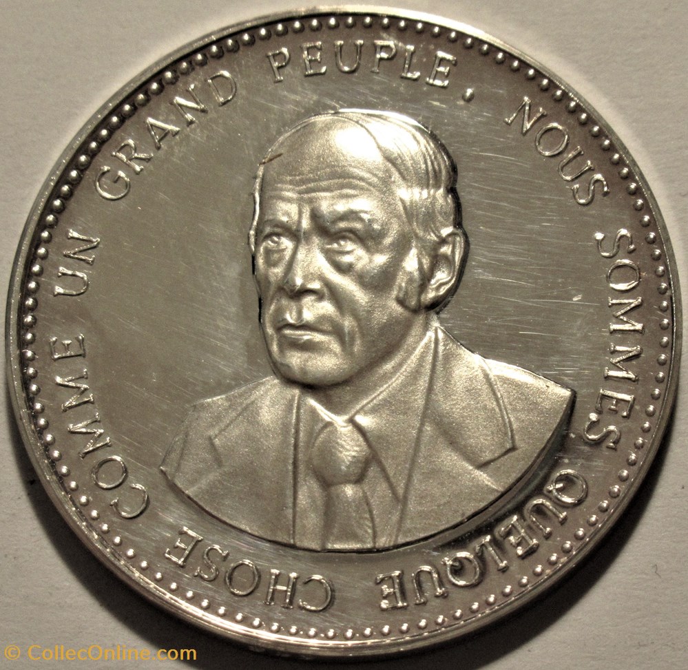 René Levesque, Premier Ministre du Québec - Ecu Souvenir 1976-77 2 monnaies jetons mereaux rene levesque premier ministre du quebec ecu souvenir 1976 77