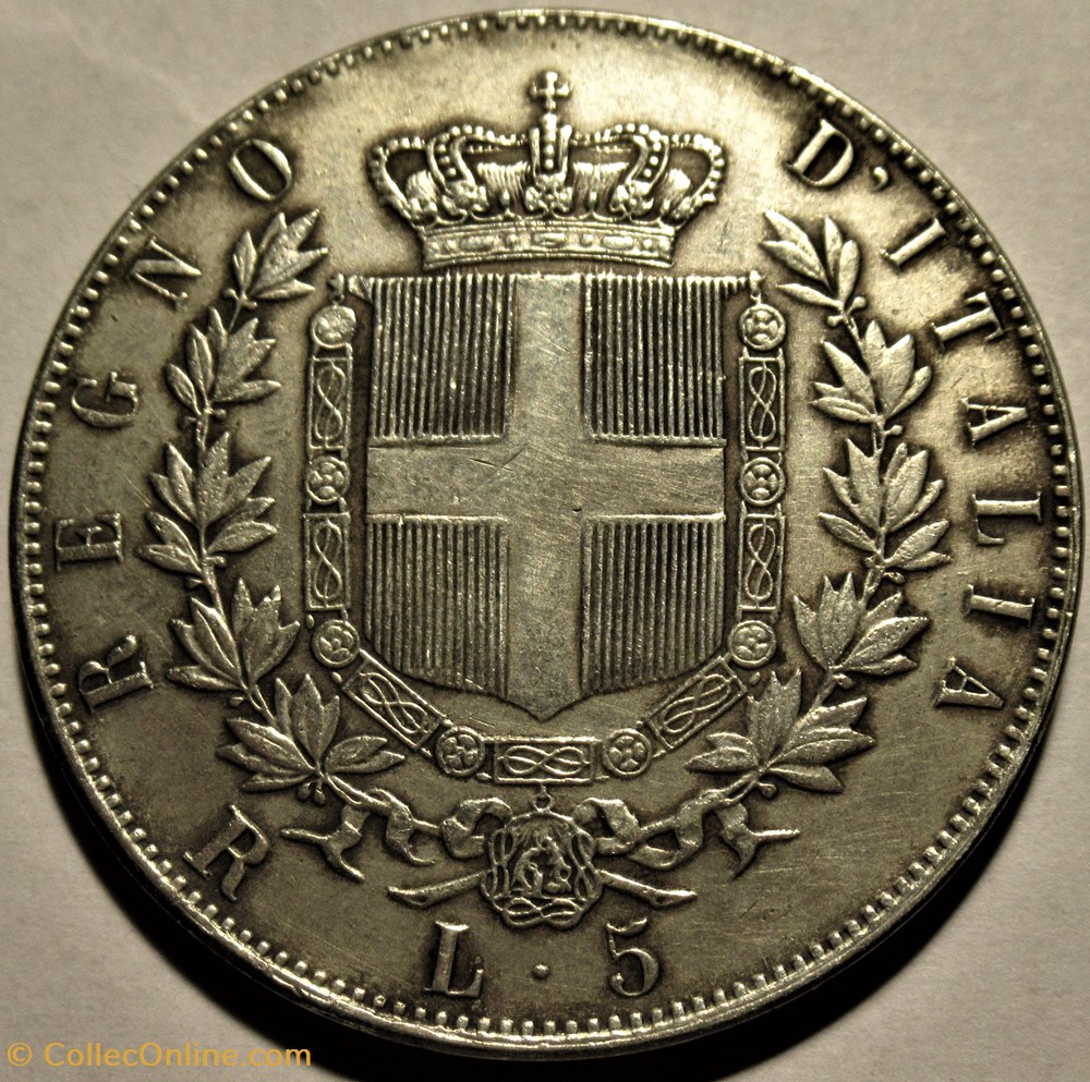 1876 Regno d'Italia, 5 Lire, Roma - Vittorio Emanuele II - Counterfeit coin 3 monnaies monde italie 1876 regno italia 5 lire roma vittorio emanuele ii counterfeit coin