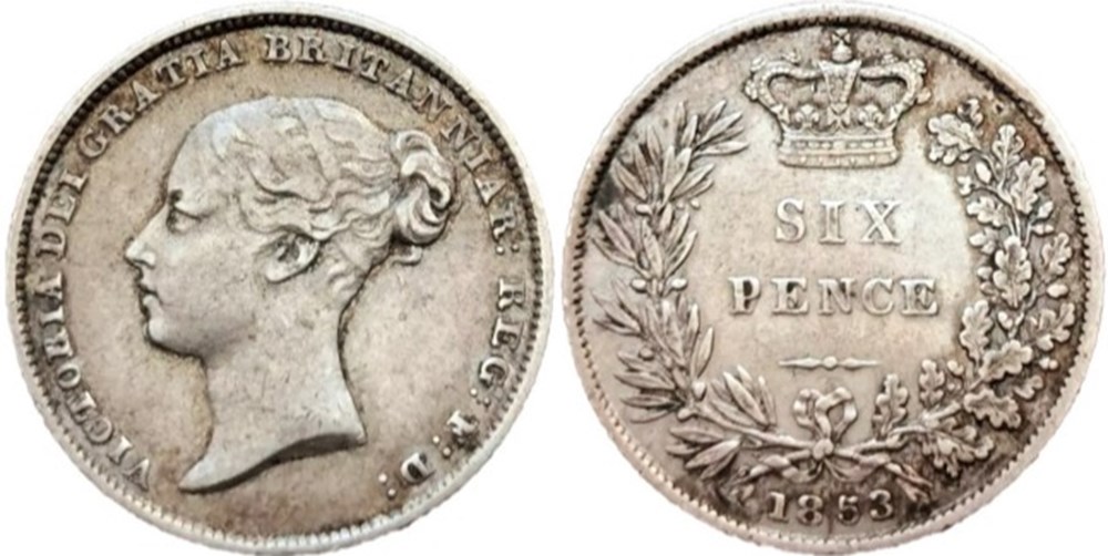 Victoria - Sixpence 1853 Kingdom of Great Britain monnaies monde royaume uni victoria sixpence 1853 kingdom of great britain