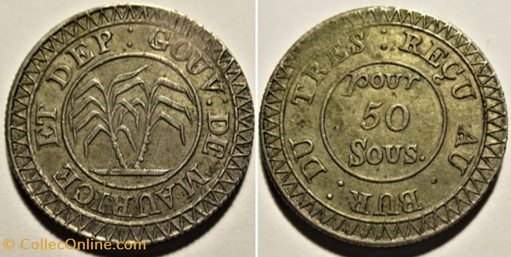 monnaies monde maurice george iv 50 sous 1822 mauritius