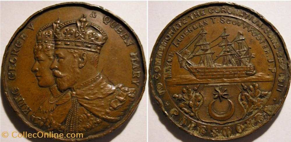 monnaie jeton mereaux george v mary 1911 coronation medal portsmouth