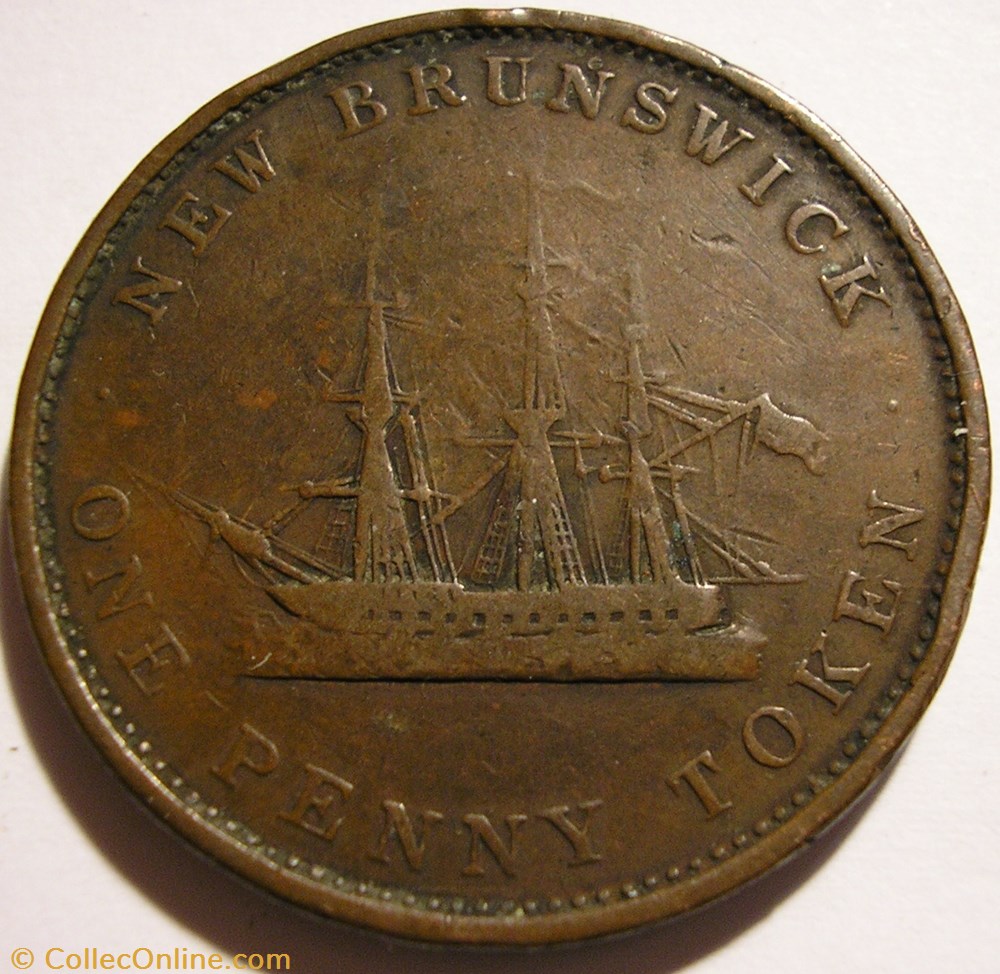 Victoria - One Penny 1843 - New Brunswick (ex.2) monnaie monde canadum victoria one penny 1843 new brunswick ex 2