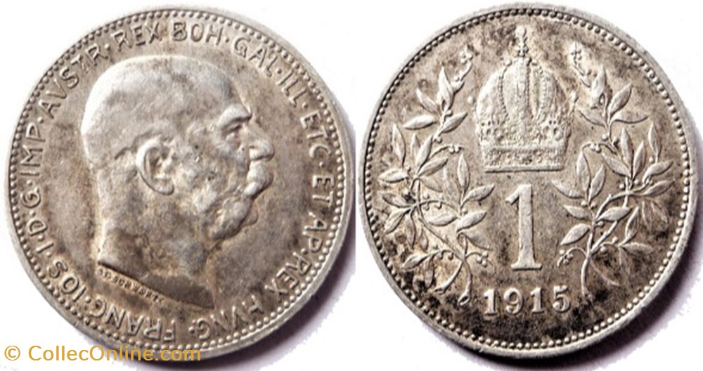 Franz Joseph I - 1 Corona 1915, Austrian Empire monnaies monde autriche franz joseph i 1 corona 1915 austrian empire