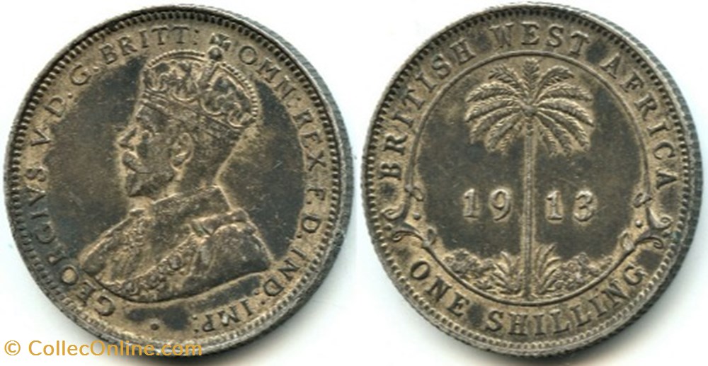 George V - 1 Shilling 1913 - West Africa monnaies monde nigeria george v 1 shilling 1913 west africa