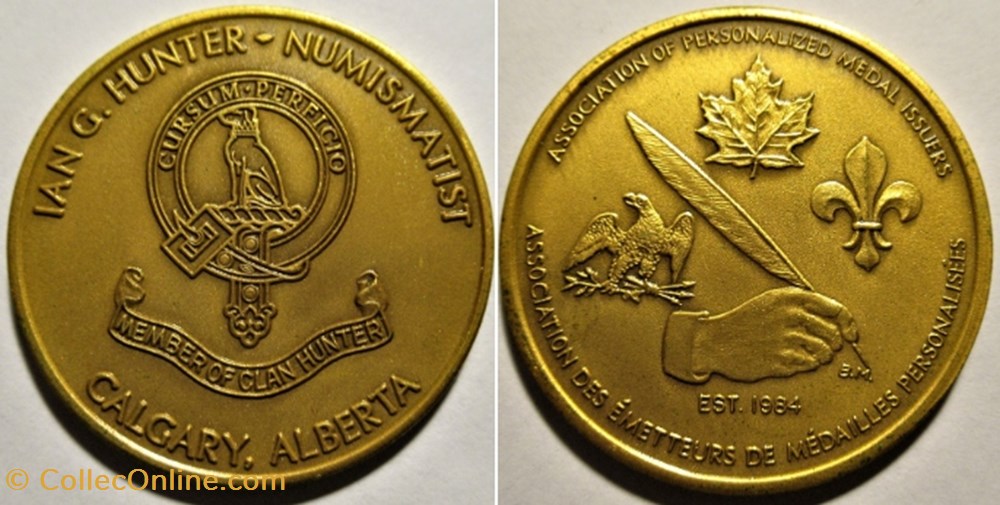 Association of Personalized Medal Issuers - Calgary, Alberta 1984 monnaies jetons mereaux association of personalized medal issuers calgary alberta 1984