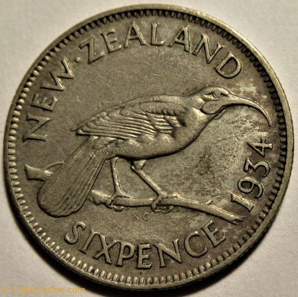 George V - 6 Pence 1934 - New Zealand monnaies monde nouvelle zelande george v 6 pence 1934 new zealand