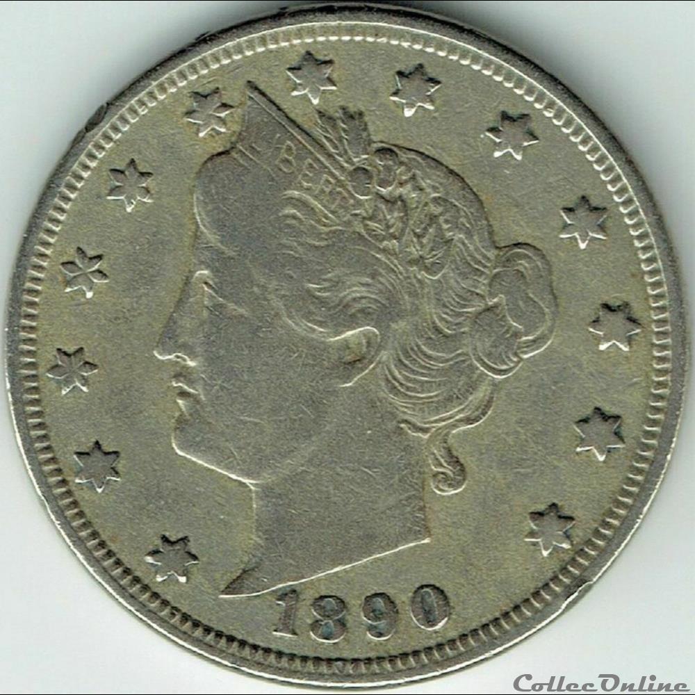 1890 5 Cents (ex.2) monnaies monde etats unis 1890 5 cents ex 2