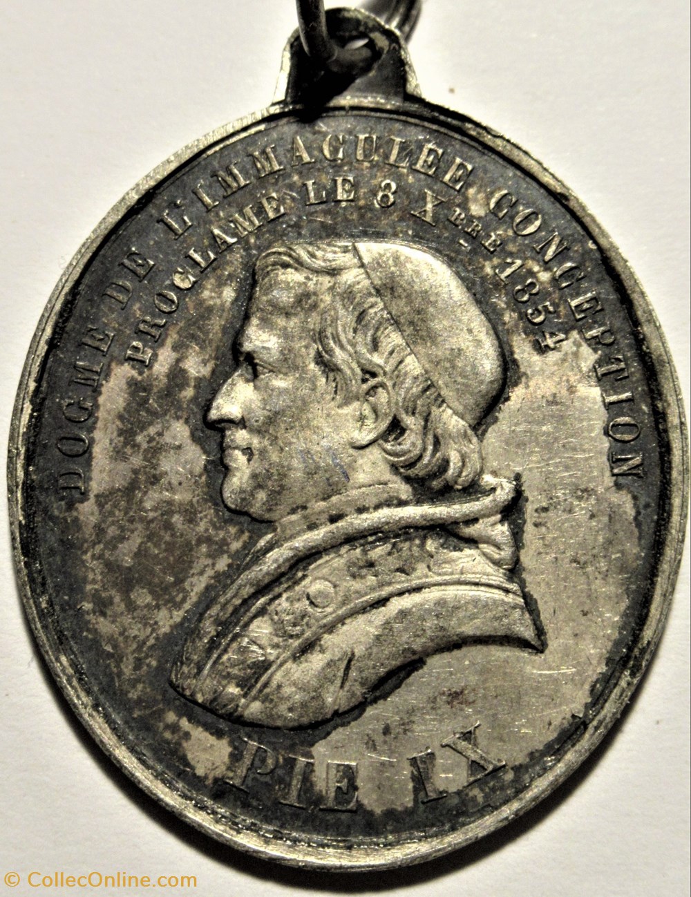 Pape Pie IX - Dogme de l'Immaculée Conception, Médaille 1854 France 2 patrimoine religieux souvenir pape pie ix dogme de immaculee conception medaille 1854 france