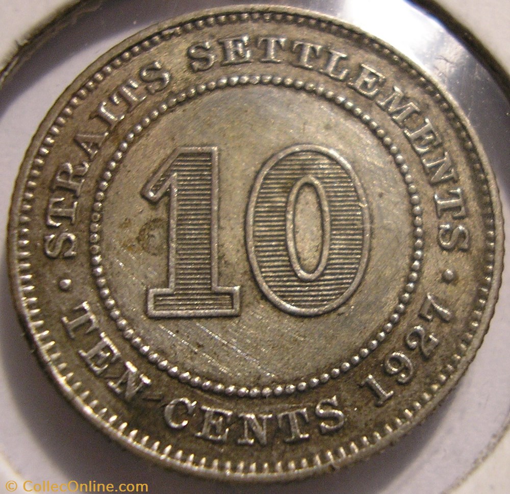 George V - 10 Cents 1927 - Straits Settlements monnaie monde malaisie george v 10 cents 1927 straits settlements