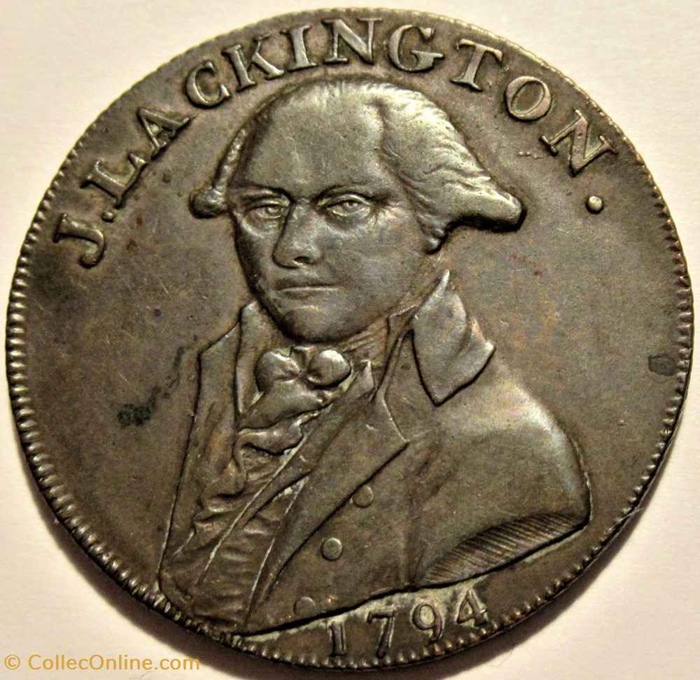 1794 HalfPenny - J. Lackington & Co, Booksellers Token, London, England monnaies monde royaume uni 1794 halfpenny j lackington co booksellers token london england