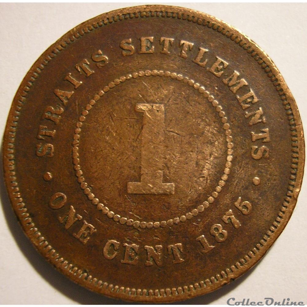 monnaies monde malaisie victoria one cent 1875 w straits settlements malaysia
