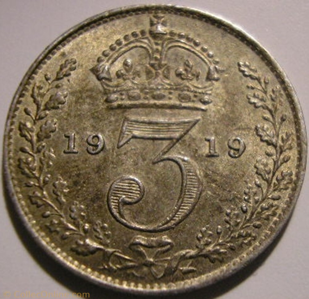 George V - 3 Pence 1919 - United Kingdom (ex.1) monnaie monde royaume george v 3 pence 1919 united kingdom ex 1