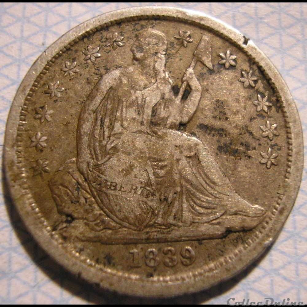 monnaie monde etat uni 1839 dime 10 cents