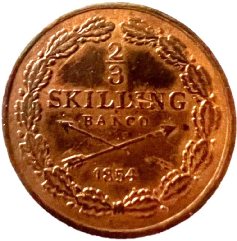 Sweden - Oscar I - 2/3 Skilling 1854 monnaies monde suede sweden oscar i 2 3 skilling 1854