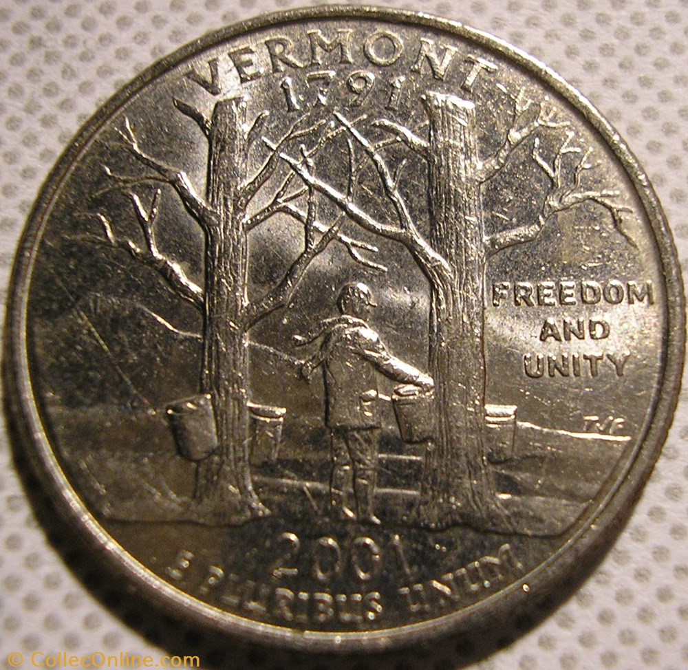 monnaie monde etat uni 2001 p quarter dollar vermont state