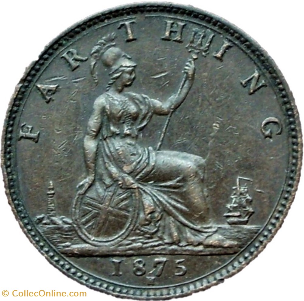 Victoria - One Farthing 1875 H - Kingdom of Great Britain monnaies monde royaume uni victoria one farthing 1875 h kingdom of great britain