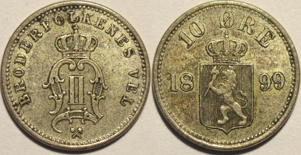 Norway - Oskar II - 10 Øre 1899 monnaies monde norvege norway oskar ii 10 re 1899