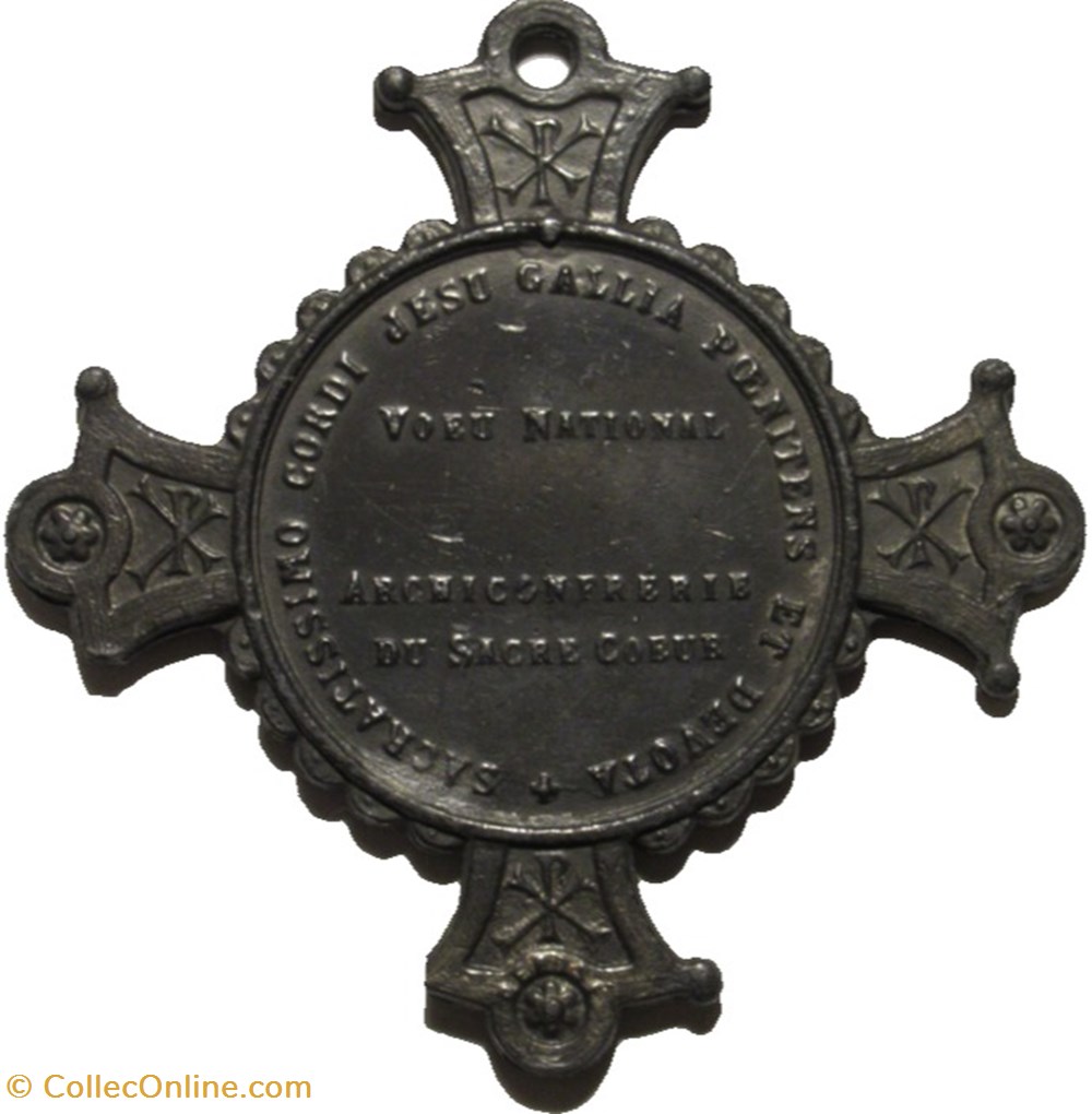 patrimoine religieux objets cultes medaille de archiconfrerie du sacre coeur montmartre xixe