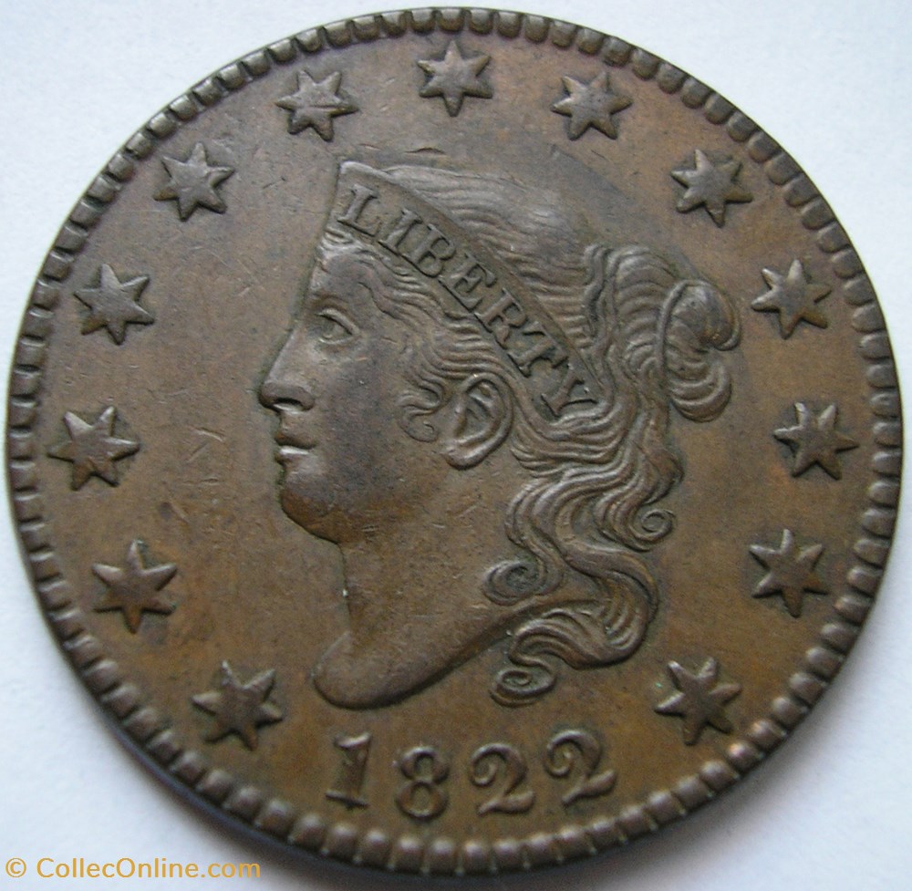 monnaies monde etats unis 1822 one cent ex 2