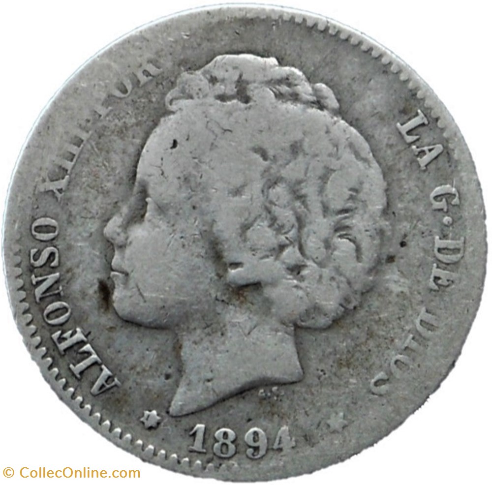 monnaies monde espagne 1894 peseta alfonso xiii de espana