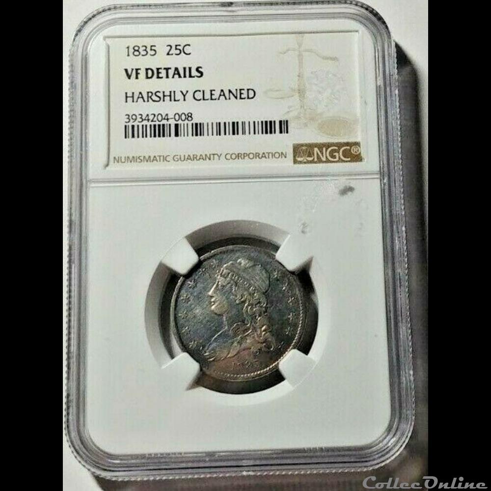 1835 Capped Bust 25 Cents 5 monnaie monde etat uni 1835 capped bust 25 cents