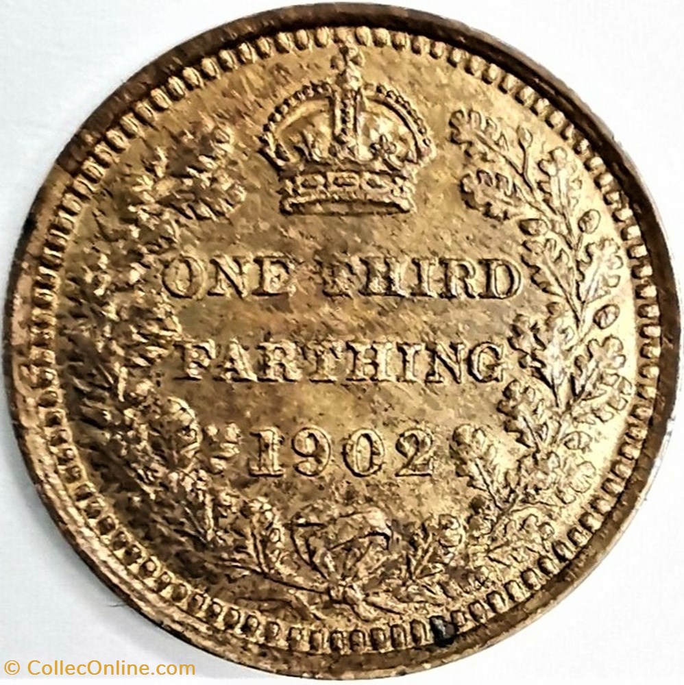Edward VII - 1/3 Farthing 1902 - Great Britain, Colonial issue. (ex.2) monnaie monde royaume uni edward vii 1 3 farthing 1902 great britain colonial issue ex 2