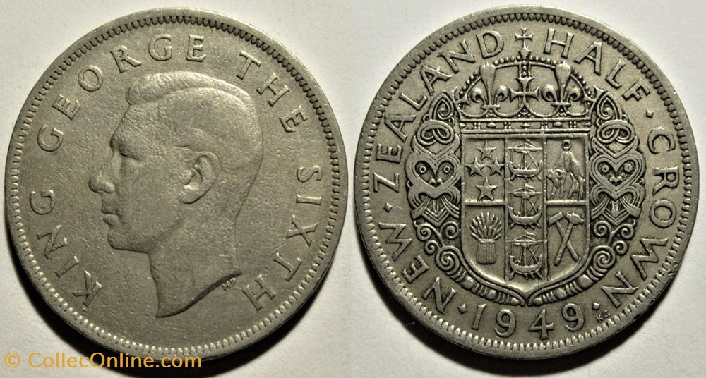 George VI - Half Crown 1949 - New Zealand monnaies monde nouvelle zelande george vi half crown 1949 new zealand