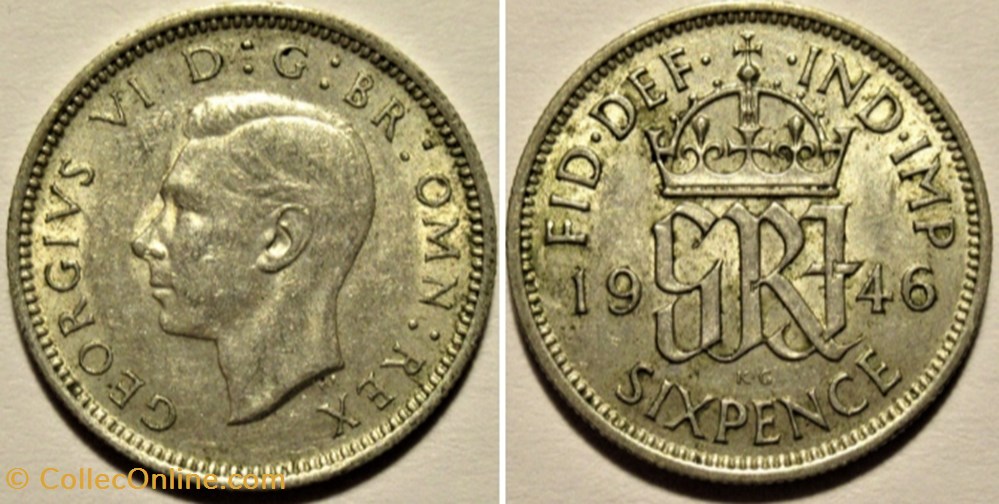 monnaies monde royaume uni george vi 6 pence 1946 great britain