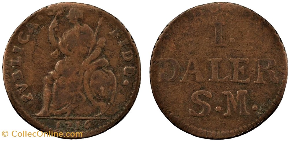 Sweden, Karl XII - 1 Daler, Publica Fide, 1716 monnaies europe medievale royaume suede sweden karl xii 1 daler publica fide 1716