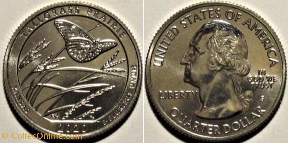 Tallgrass Prairie Nt. Preserve - 2020 S Quarter Dollar - Kansas State monnaies monde etats unis tallgrass prairie nt preserve 2020 s quarter dollar kansas state