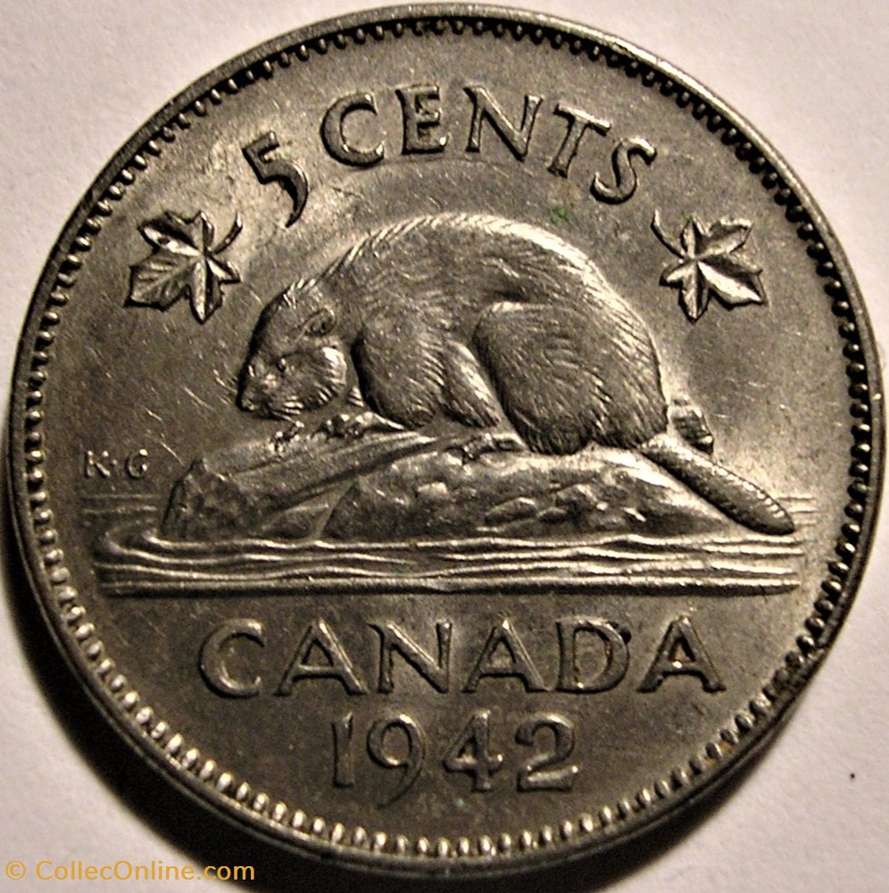 George VI - Five Cents 1942 monnaie monde canadum george vi five cents 1942